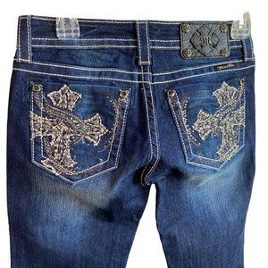 New Miss‎ Me Jeans Women’s Size 26 skinny cut Denim stitched cross Pockets